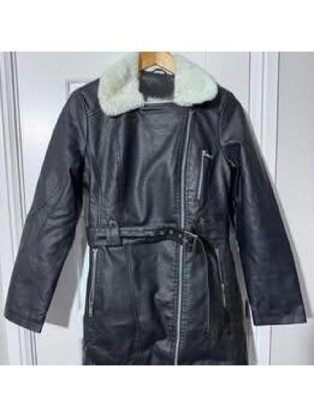 Women's Faux Suede Aviator Coat XS – Winter Long Jacket W58